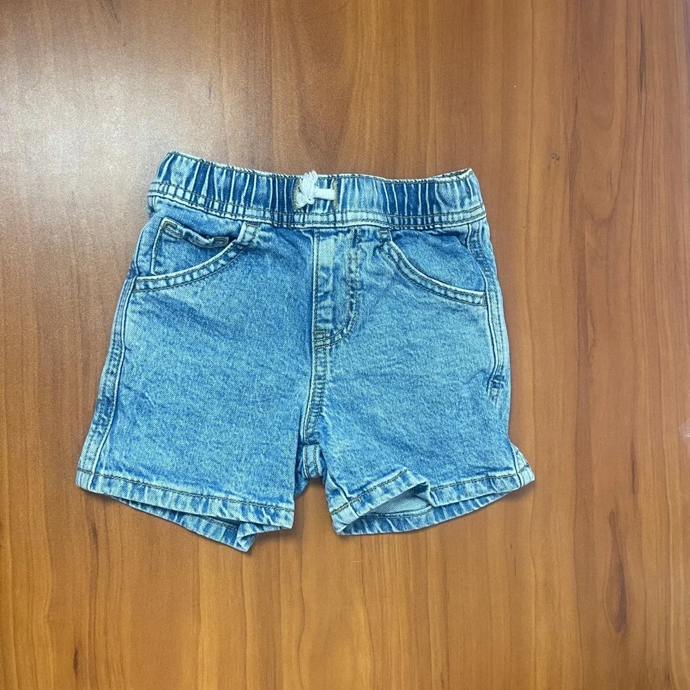 Cat & Jack Toddler 3T Outfit Set Striped Lemon T-Shirt and Denim Shorts NWT
